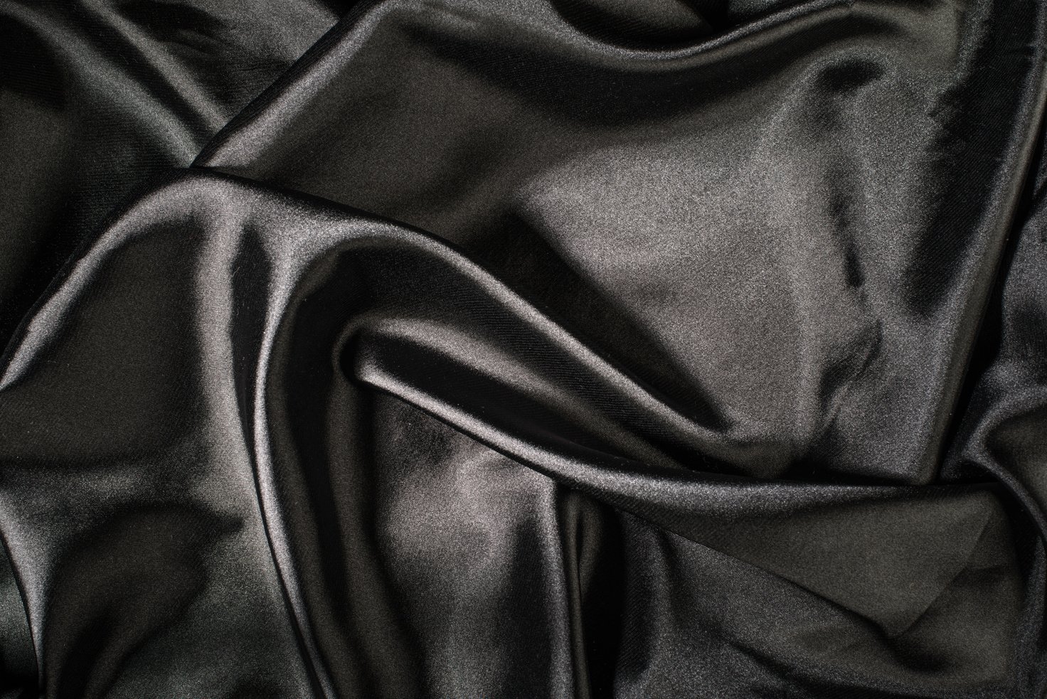 Shiny Black Satin Fabric