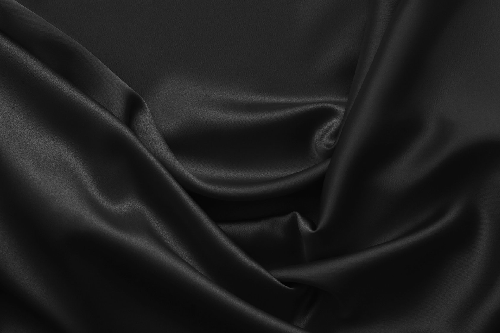 Black luxury wavy rippled glossy silk drapery cloth fabric